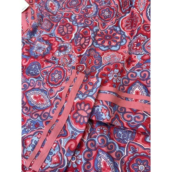 Talbots NEW Tunic Blouse PINK Geometric Long Bell Sleeve Sz XL Light Peasant - Picture 9 of 13